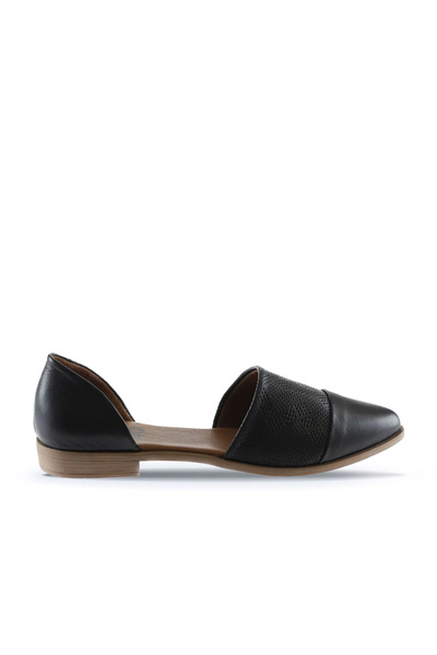 BUENO Shoes Black Leather Women's Flat Ballerinas 01Wn0101