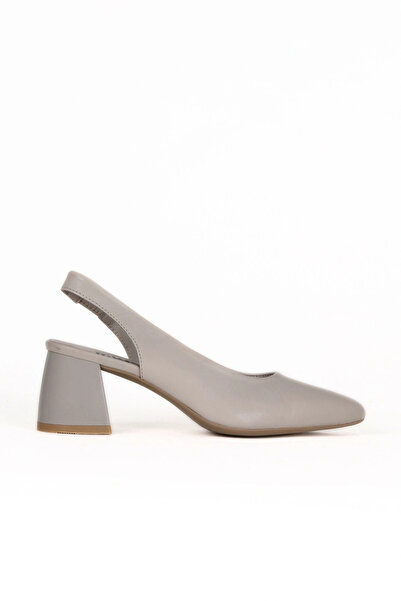 Bueno Shoes حذاء بكعب نسائي من الجلد باللون الرمادي 01we5800