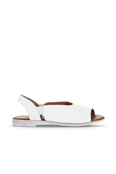 Bueno Shoes White Leather Women's Flat Sandals 01Wa3007