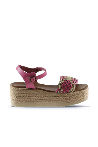 Bueno Shoes Sandale de damă din piele fucsia cu toc 01wu6109