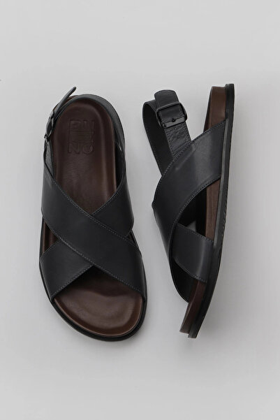Bueno Shoes Sandale pentru bărbați din piele gri închisă 11s23261