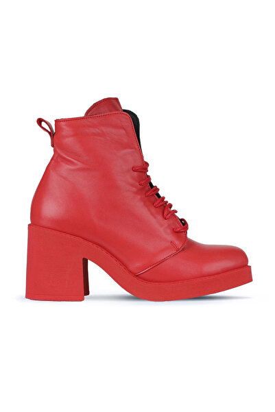 Bueno Shoes Red Leather Women's Heeled Boots 01Wz7107