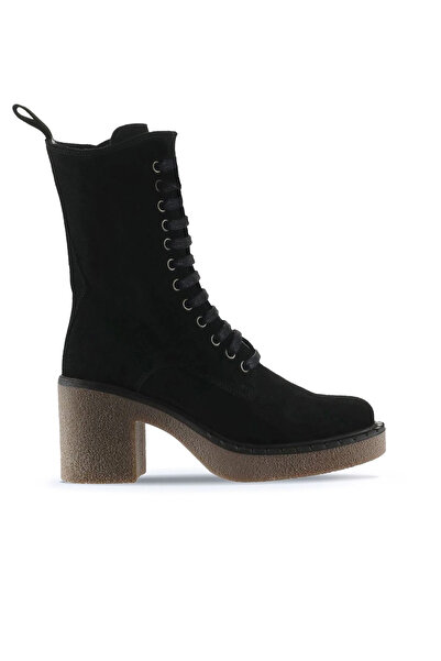 Bueno Shoes Cizme cu toc pentru femei din piele intoarsa neagra 01wt2902