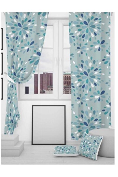 EVSEHOMES Evsehome Blue Drops Kitchen Background Curtain