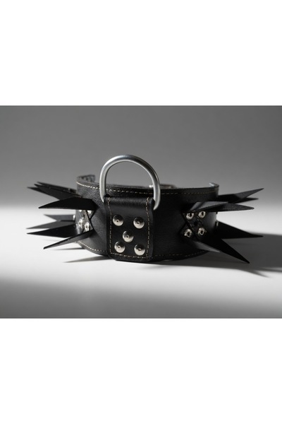 Brs 7 cm Leather Collar with 6 Torques