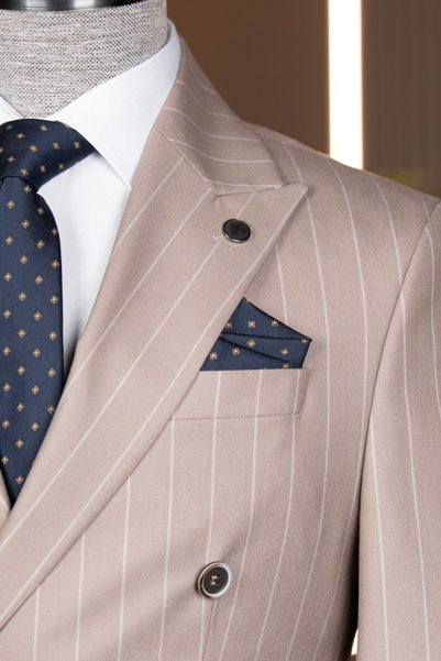 Terzi Ayhan Classics Exclusive Striped Double-Breasted Suit Mink