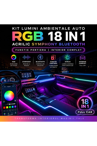PARADOX SINCE 1992 Kit RGB Ambientale Auto 18 in 1 Full Car Acrilic Bluetooth...