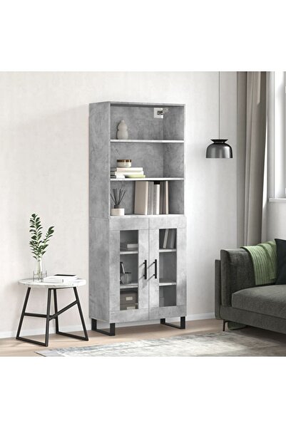 Concept Dulap înalt, gri beton, 69,5x34x180, lemn compozit