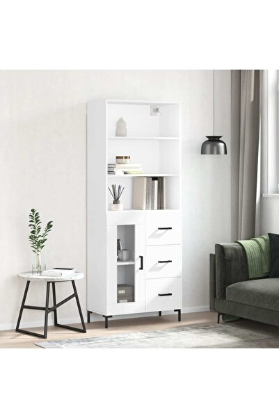 Concept Dulap înalt, alb, 69,5x34x180 cm, lemn compozit