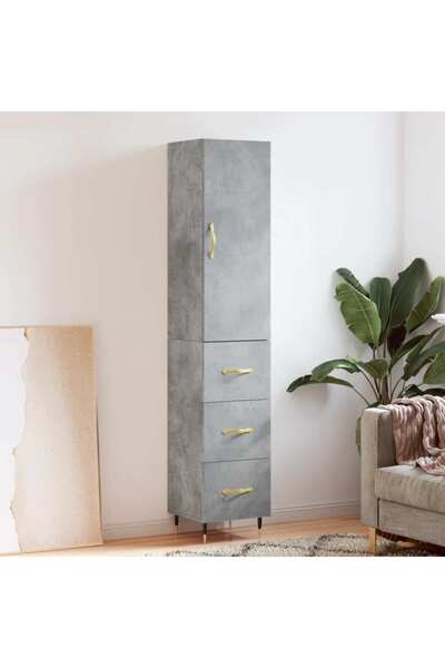 Concept Dulap înalt, gri beton, 34,5x34x180 cm, lemn prelucrat