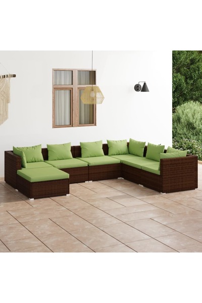 Concept Set mobilier de grădină cu perne, 7 piese, maro, poliratan