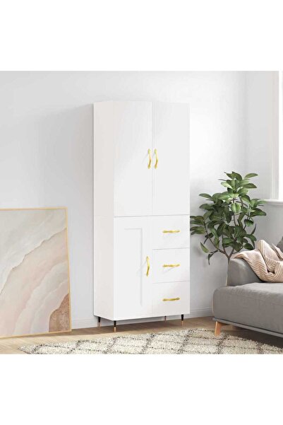Concept Dulap înalt, alb, 69,5x34x180 cm, lemn compozit