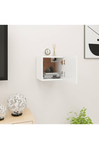 Concept Dulap TV montaj pe perete, alb, 30,5x30x30 cm