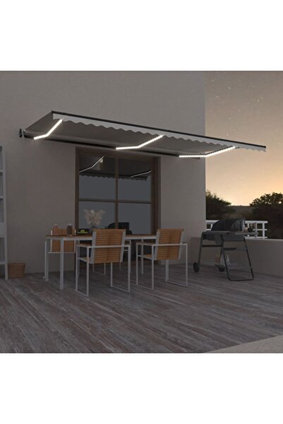 Concept Copertină automată cu senzor vânt & LED, crem, 600x350 cm