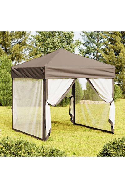 Concept Cort pliabil pentru petrecere, pereți laterali, taupe, 2x2 m