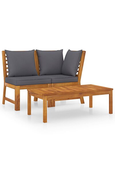 Concept Set mobilier de grădină, 3 piese, perne gri închis, lemn acacia