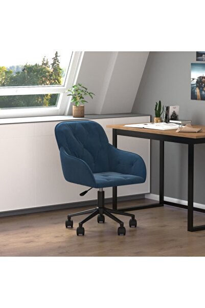 Concept Scaun de birou pivotant, albastru, catifea