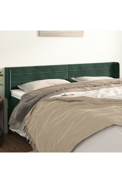Concept Tăblie de pat cu aripioare verde închis 163x16x78/88 cm catifea