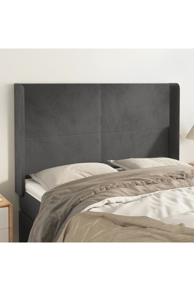 Concept Tăblie de pat cu aripioare gri închis 147x16x118/128 cm catifea