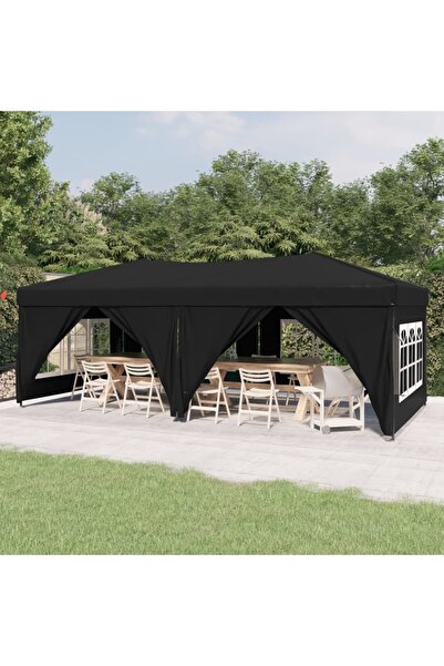 Concept Cort pliabil pentru petrecere, pereți laterali, negru, 3x6 m