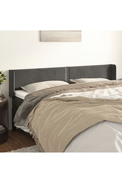 Concept Tăblie de pat cu aripioare gri închis 163x16x78/88 cm catifea