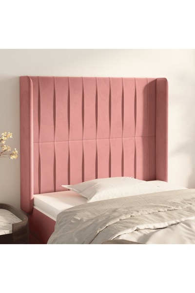 Concept Tăblie de pat cu aripioare, roz, 93x16x118/128 cm, catifea