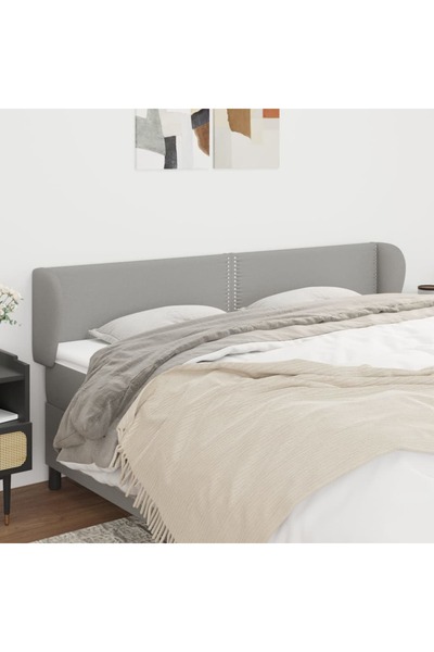 Concept Tăblie de pat cu aripioare gri deschis 203x23x78/88 cm textil