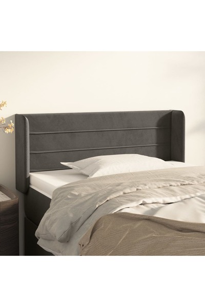 Concept Tăblie de pat cu aripioare gri închis 103x16x78/88 cm catifea