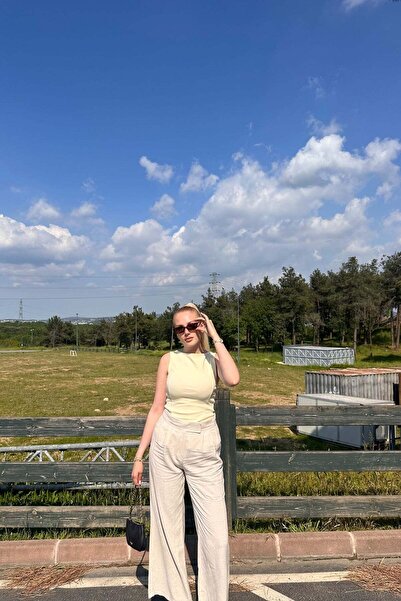 lizge giyim Palazzo Linen Trousers - Velcro Waist Design
