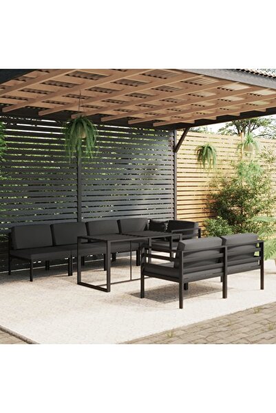 Concept Set mobilier de grădină cu perne, 8 piese, antracit, aluminiu