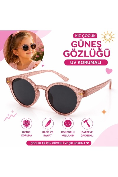 synshop Girls' Sunglasses with Uv400 Protection Round Model Silvery Light Pin...
