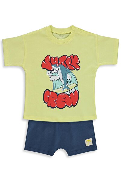 Civil Baby Shark Crew Baskılı 6-18 Ay Takım - Sarı