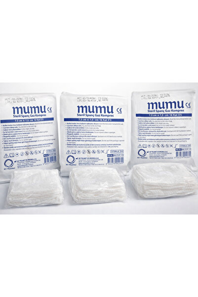 Mumu STERİL SPANÇ 7,5x7,5 8Kat 5li PAKET (10 PAKET) 50 ADET