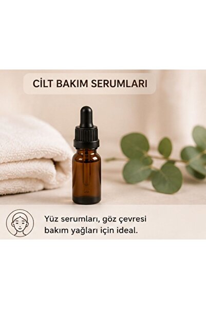 Kozpak Tekli 30 ml Amber Cam Cilt Bakım Şişesi Siyah Damlalıklı