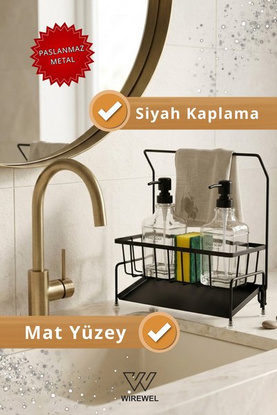 Wirewel Glass Liquid Soap Dispenser Set with Stainless Metal Stand, Double Kitchen Stand Dishwashing Liquid Dispenser 500 ml