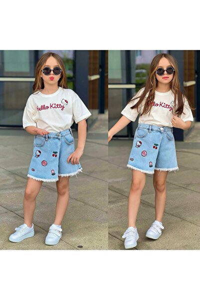 Kidmark Çocuk Modası Kız Çocuk Bebe Yaka Taşlı Şort Tulum