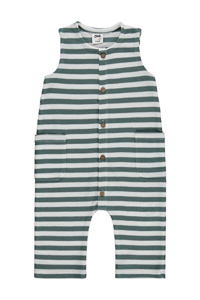 Civil Baby Çizgili 6-18 Ay Tulum - Yeşil 9-12 Ay