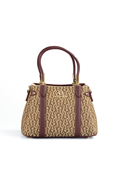 Aigner AG Classic Vintage Boston Tote Embossed Commuter Crossbody Bag
