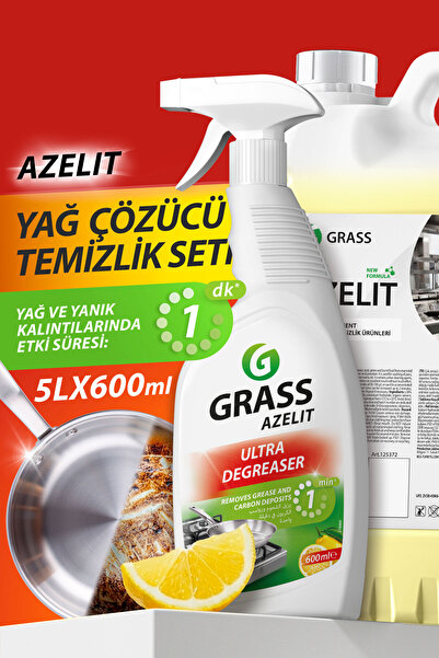 GRASS Azelit Set 5Lt Konsantre + 600ml Sprey - Yağ Çözücü Bulaşık Deterjanı, ...