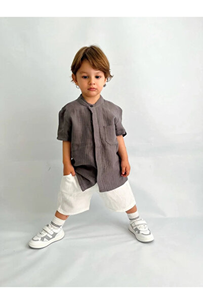 Kidmark Çocuk Modası Boy's Judge Collar Muslin Summer Suit