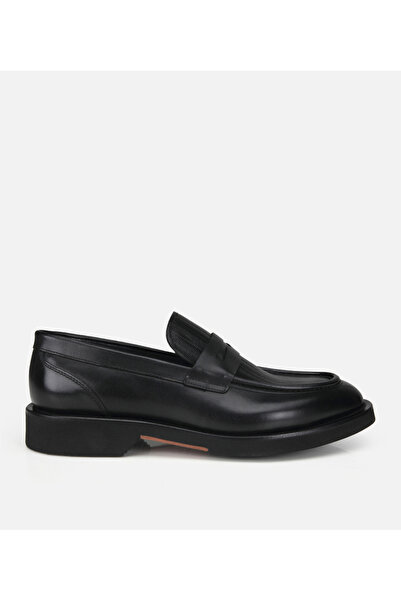 Hotiç Men's Leather Black Thick Soled Classic Loafer