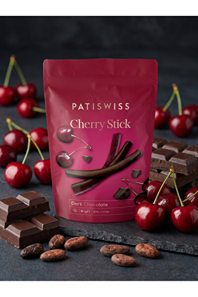 Patiswiss Bitter Çikolatalı Vişne Çubukları, 80G
