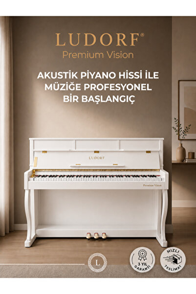 Ludorf Premium Vision Piyano Yüksek Konsol 88 Tuşlu Çekiç Aksiyon Dijital Kon...