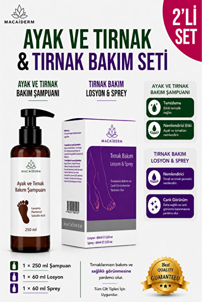 Ayak ve Tırnak Bakım Seti 250 ml Şampuan+ 120 ml Sprey ve Losyon| Ferahlatıcı Günlük Bakım (Losyon, Sprey, Şampuan)