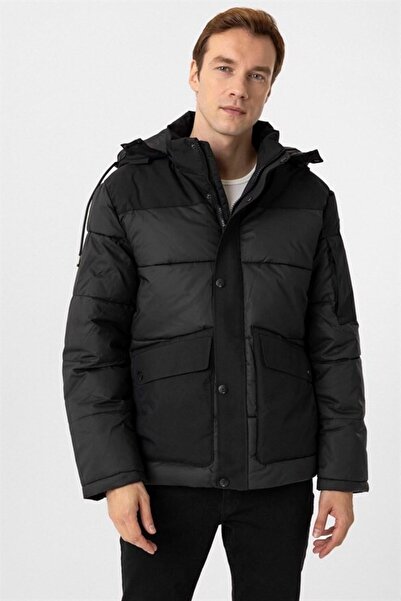SÜVARİ Siyah Slim Kapitone Mont