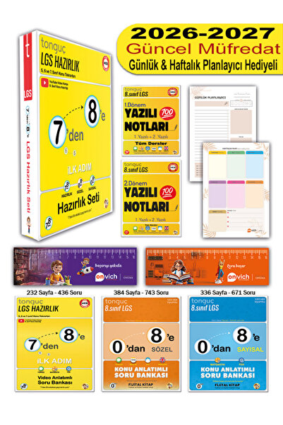 Tonguç Yayınları 8. Sınıf 7 Den 8 E Tekrar Yaz Tatili 0 Dan 8 E Hazırlık Seti...