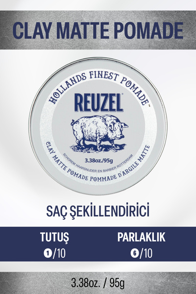 Reuzel Kil Bazlı Orta Düzey Tüm Gün Tutuşlu Suda Çözünür Şekillendirici Mat B...