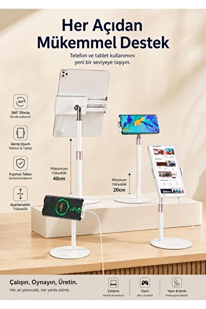 Asfal Metal, Height and Angle Adjustable Desktop Phone and Tablet Holder Port...