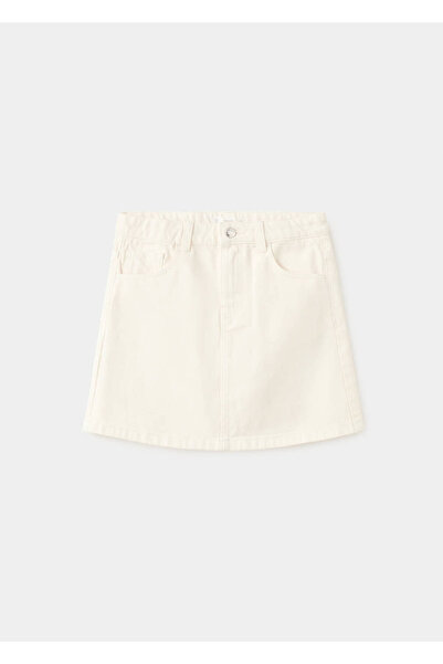MANGO Kids Nakışlı kısa denim etek