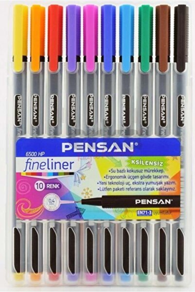 Pensan قلم تحديد دقيق 6500 علبة بلاستيكية تحتوي على 10 أقلام